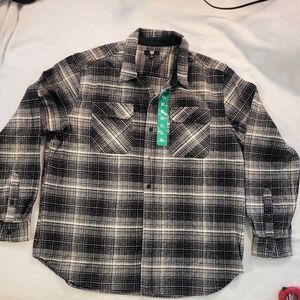 Frye Men’s Twill Utility Thick Cotton Warm Shirt Black Plaid Size XL NEW